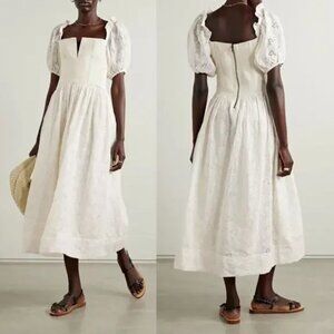 The Great. Primrose broderie anglaise cotton midi dress